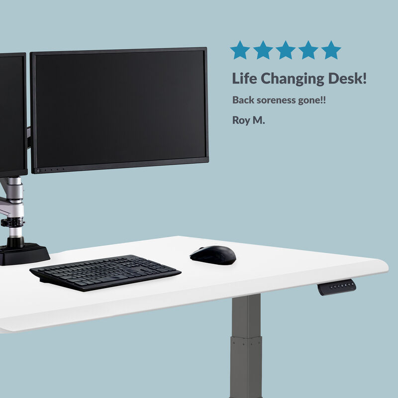 Roy m. states life changing  white slate finish desk back soreness gone with a five star review  image number null